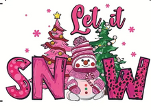 Load image into Gallery viewer, Pink Let it Snow Snowman Design Trendy Iron-on Heat Transfer
