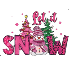 Load image into Gallery viewer, Pink Let it Snow Snowman Design Trendy Iron-on Heat Transfer
