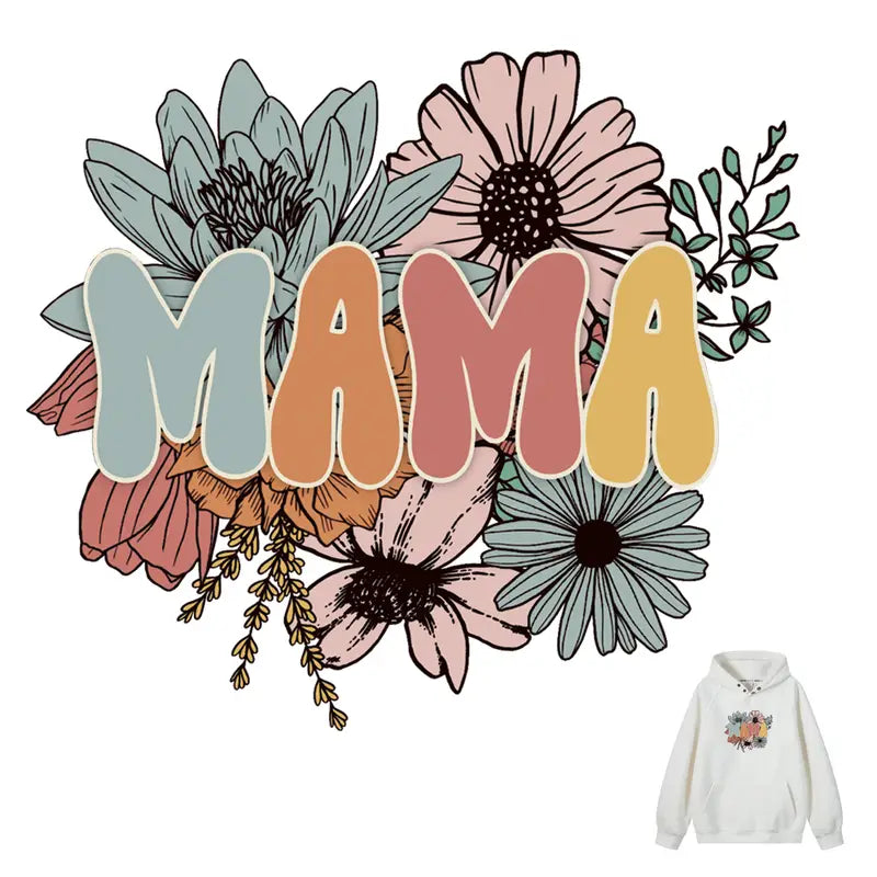 Mama Floral Design Trendy Iron-on Heat Transfer