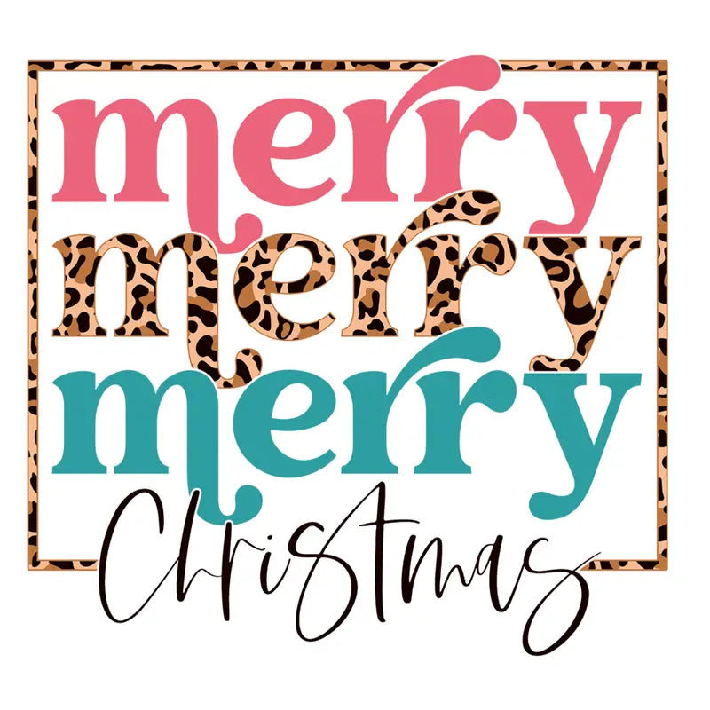 Merry, Merry Christmas Design Trendy Iron-on Heat Transfer