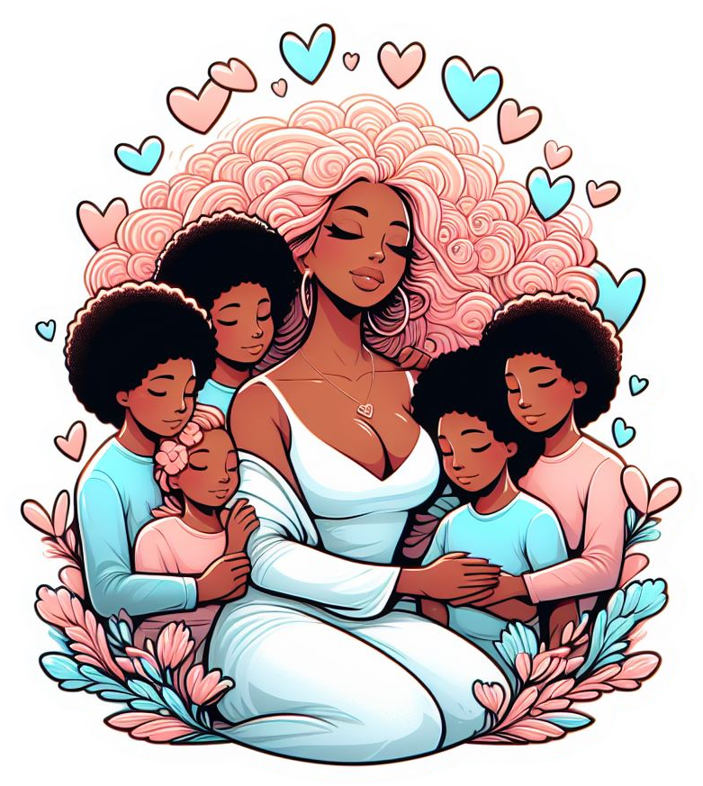 Mother's Day African American Mother Pastel Holding Kids Mother Mom Vinyl Sticker