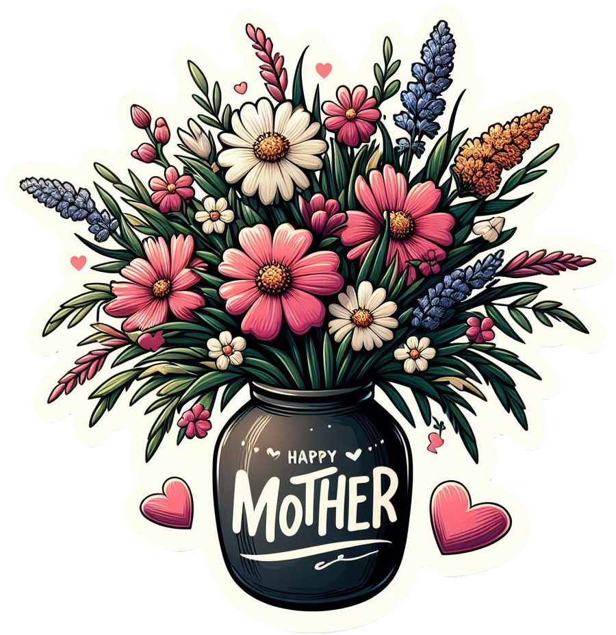 Mother's Day Wildflowers Vase Hayy Mother Mom Vinyl Sticker