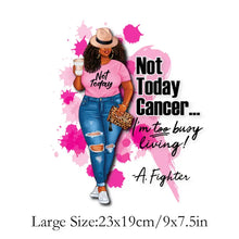 Load image into Gallery viewer, Not Today Cancer Awareness Pink Ribbon Design Trendy Iron-on Heat Transfer
