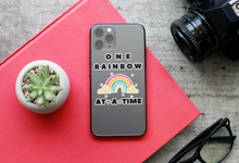 Load image into Gallery viewer, Waterproof Motivational Stickers - One Rainbow at a Time 1.9&quot; x 2.0&quot; Die Cut
