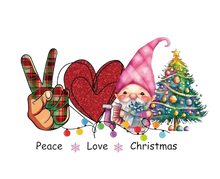 Load image into Gallery viewer, Peace Love Christmas Gnome Cheer Design Trendy Iron-on Heat Transfer
