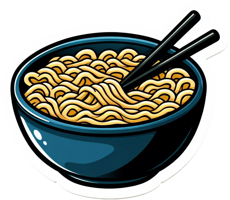 Basic Ramen Noodles Blue Bowl Chopsticks Vinyl Foodie Stickers