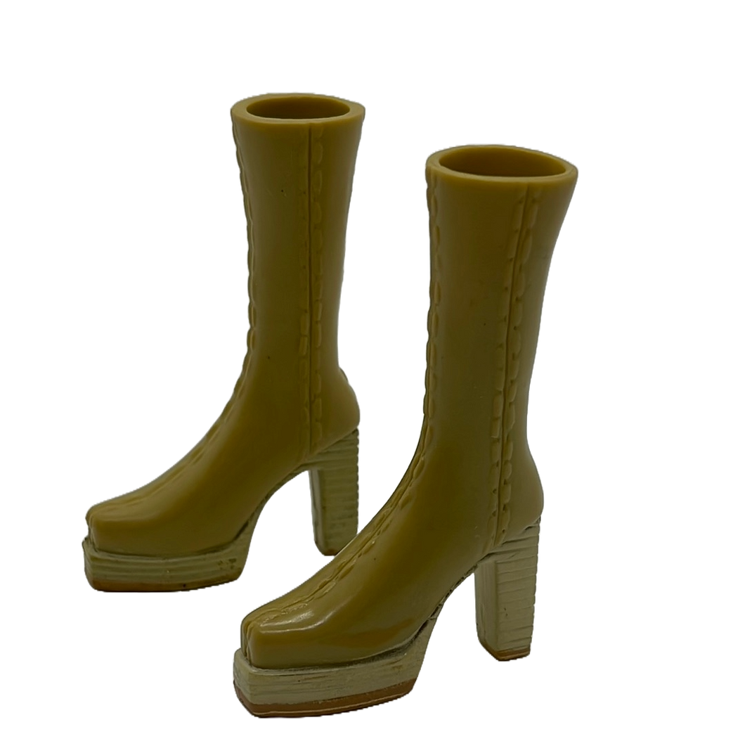 Bratz Doll High Top Tan Olive Boots With Wedge Heel (Pre-owned)