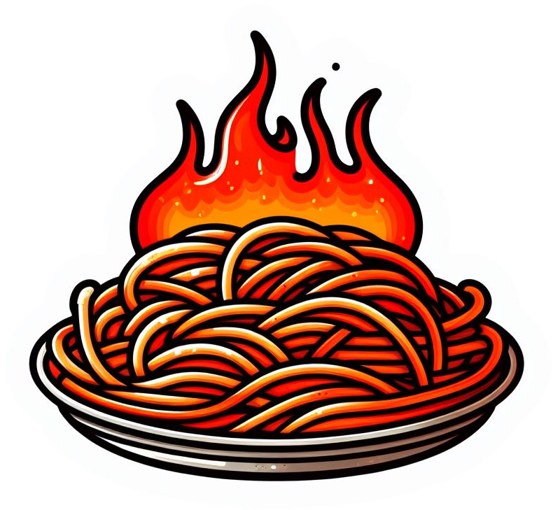 Flaming Hot Plate of Spaghetti Vinyl Foodie Stickers