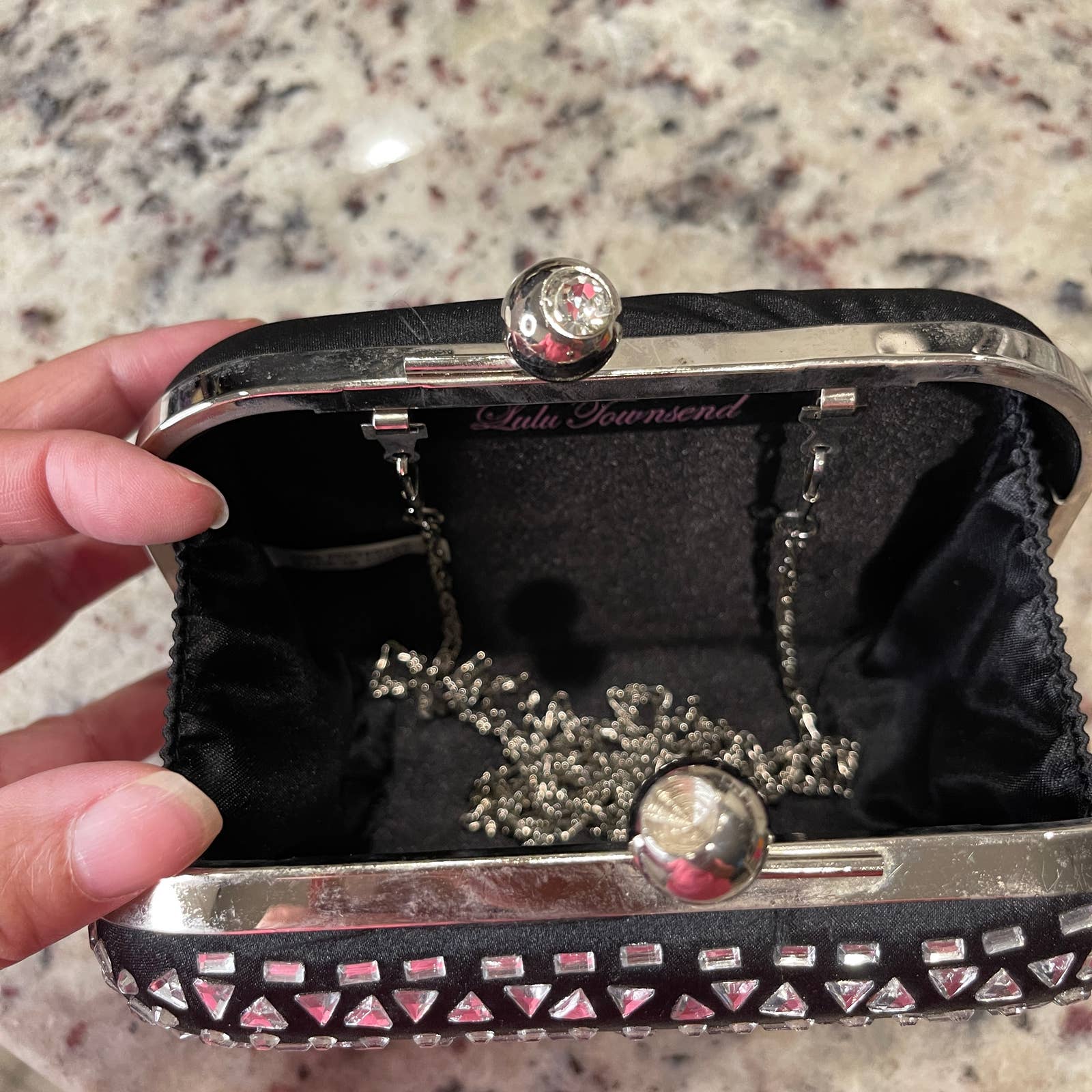 Lulu Townsend Black Sequin Evening Handbag Purse (Pre-owned