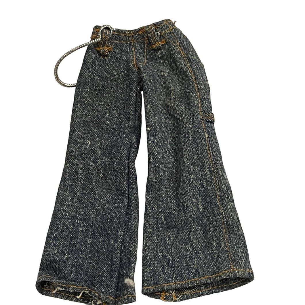 MGA Bratz Boyz Blue Jeans bell-bottom Pants Back Pocket Silver Rope (Pre-Owned)