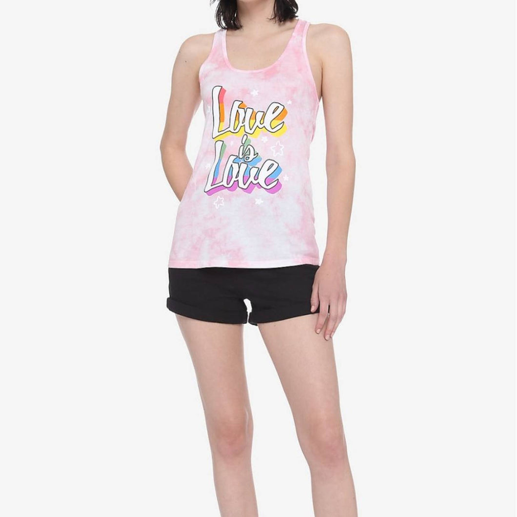 Women's Love Is Love Pink Tie-Dye Tank Top Ripple Junction