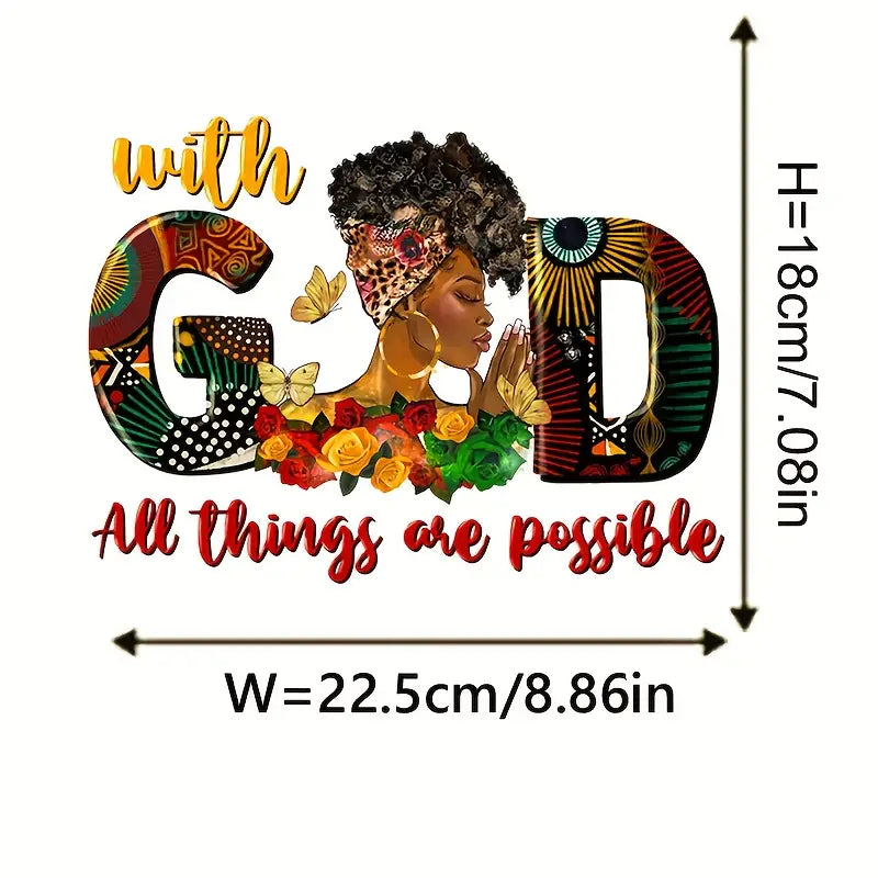 With God All Things Are Possible Design Trendy Iron-on Heat Transfer