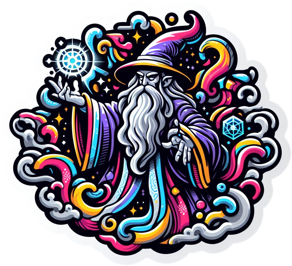 Mystical Wizard Casting Spells Vinyl Stickers