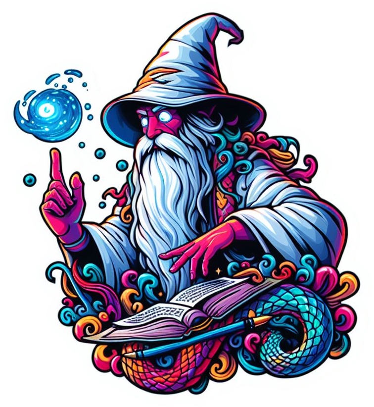 Mystical Wizard Casting Spells Snake Skin Vinyl Stickers