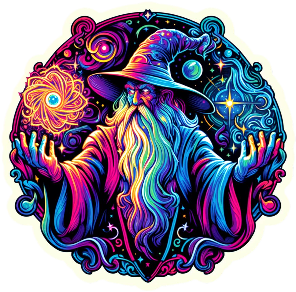 Psychedelic Magic Wizard Moon Vinyl Stickers