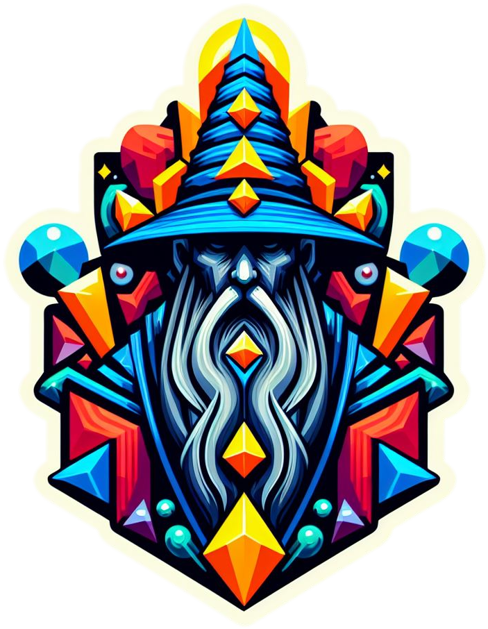 Gold & Blue Wizard Mystical Crystals Vinyl Stickers