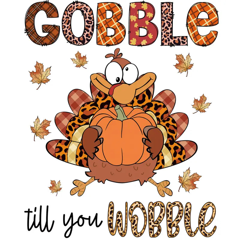 Thanksgiving Turkey Wobble til You Goggle Design Trendy Iron-on Heat Transfer