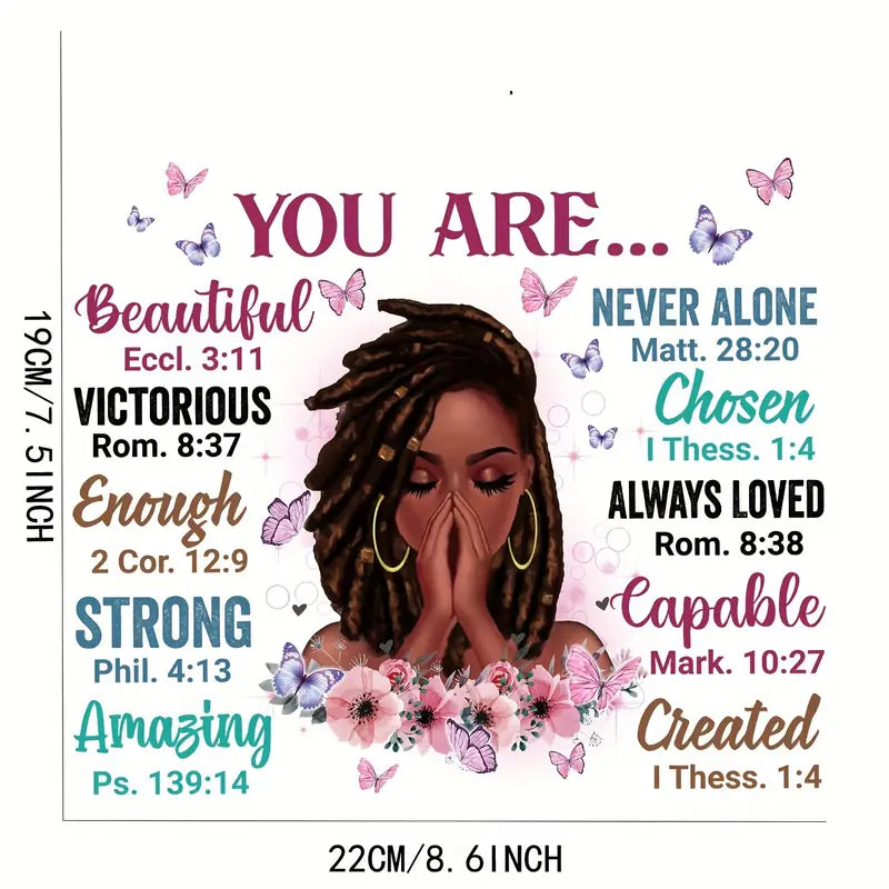 Scripture You Are Melanin Braids Design Trendy Iron-on Heat Transfer