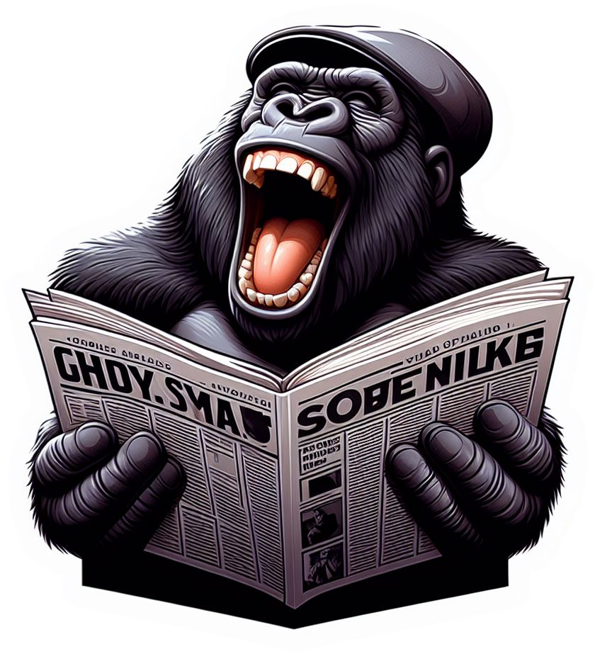 Black Gorilla Reading Newspaper Animal Vinyl Stickers