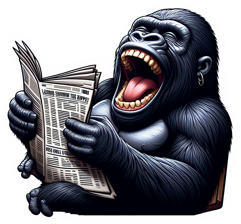 Funny Black Gorilla Reading Newspaper Animal Vinyl Stickers