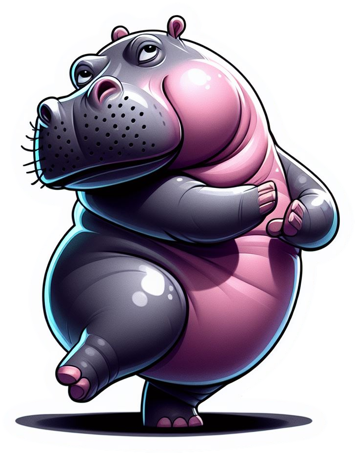 Hippopotamus Dancing Hippo Animal Vinyl Stickers