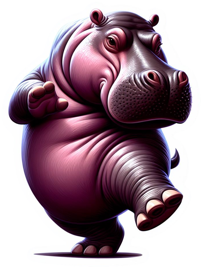 Purple Hippo Dancing Hippopotamus Animal Vinyl Stickers