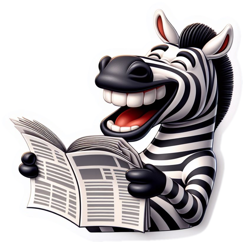 Laughing Zebra Reading Newspaper Animal Vinyl Stickers