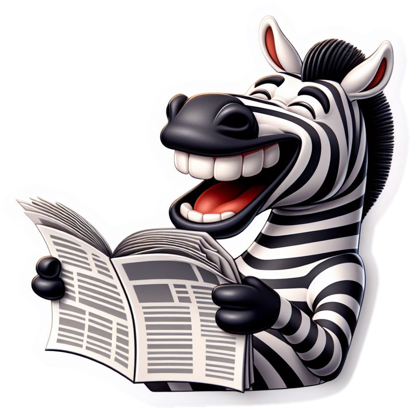 Black and White Zebra Reading Newspaper Animal Vinyl Stickers