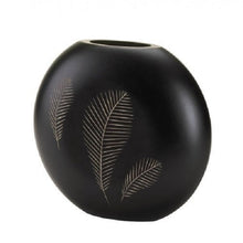 Load image into Gallery viewer, Stunning Tribal Inspired Feathers Decorative Black Wood Vase
