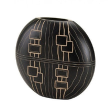Load image into Gallery viewer, Artifact Etched Decorative Black Sleek Tribal Design Vase
