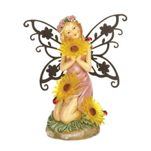 Load image into Gallery viewer, Garden Blooms Fairy Solar Statue Daisies Light At Night Cite Polyresin Figure
