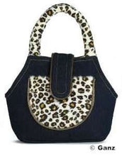 Load image into Gallery viewer, Webkinz Tote Pet Animal Carrier Sparkle Blue Jean &amp; Leopard Purse Holder WEB000155
