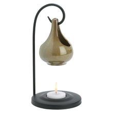 Load image into Gallery viewer, Folk Art Moss-Green Ceramic Tear Drop Candle Oil Warmer
