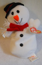 Load image into Gallery viewer, Ty Beanie Baby Snowball White Snowman Black Hat Canadian Tag Holiday
