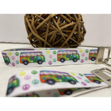 Load image into Gallery viewer, Mother &amp; Daughter Groovy Peace Sign Symbol Van Keep Movin&#39; 7/8&quot; Keychain Wristlets Bracelets
