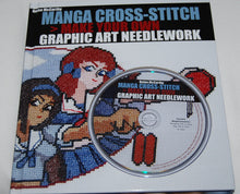 Load image into Gallery viewer, Manga Cross Stitch Make Your Own Graphic Art Needlework book &amp; CD Helen McCarthy
