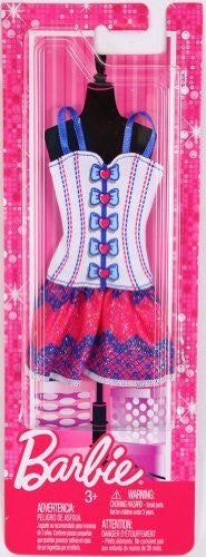 Mattel Barbie 2012 Fashionistas Clothes - White/Blue/Pink Corset Dress Outfit