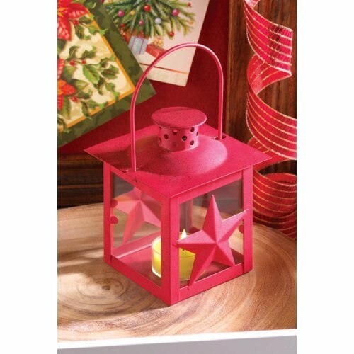 Red Star Candle Lantern Iron, Glass Holder