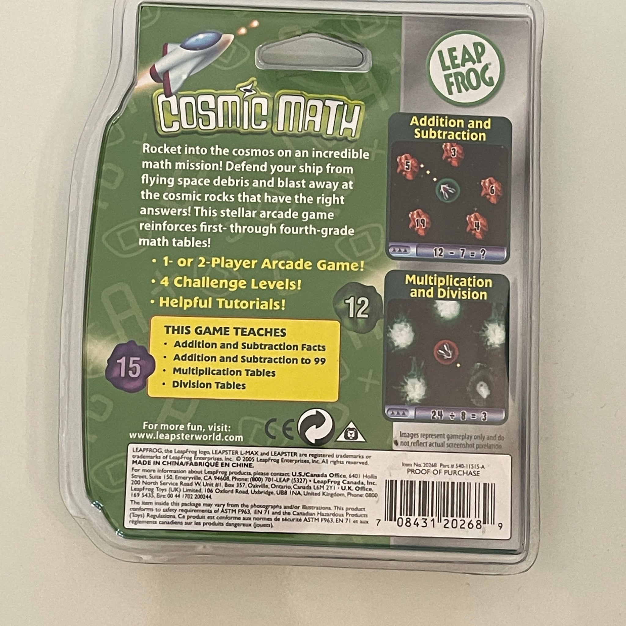 Leapfrog Leapster Arcade: Cosmic Math 1st - 4th Grade Math Cartridge ...