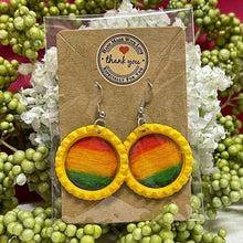 Load image into Gallery viewer, Reggae Sunset Bottle Cap Retro 60&#39;s Dangle Fish-hook Earrings Handcrafted
