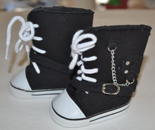 Load image into Gallery viewer, Groovy Trendy Black High Top Canvas Sneakers Fits most 18&quot; Dolls
