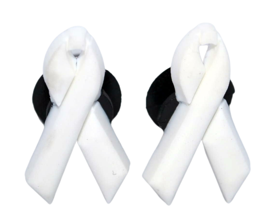 Lung Cancer Awareness Ribbons Shoe Charms will fit in Clog type shoes with holes Accessories (Set of 2)