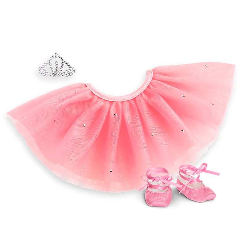 American Girl Doll Pink Ballerina Pretty Tutu, Silver Doll Crown & Slippers