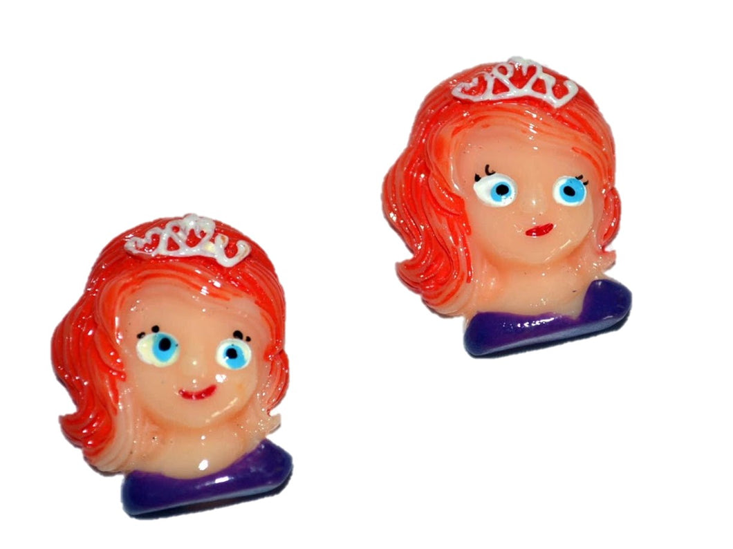 Girl Princess #5 Flatback Cabochons Crafts Hair bows (Set of 2)