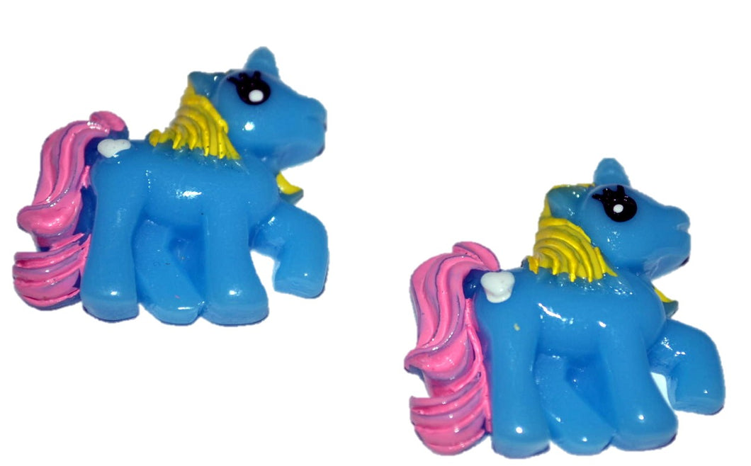 Little Pony Blue Resin Flatback Cabochons Crafts Hair bows (Set of 2)