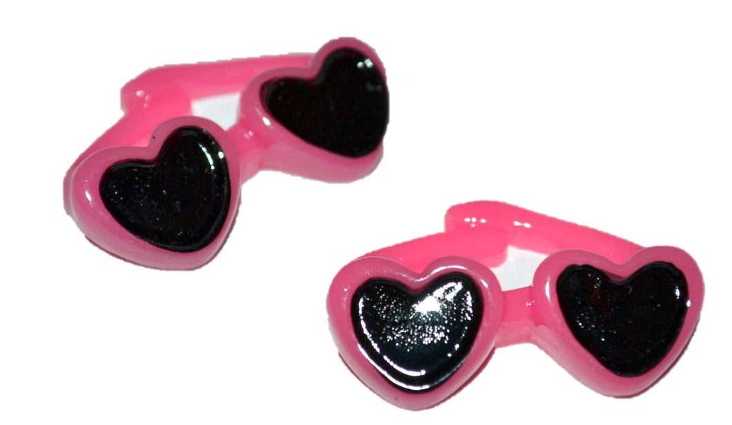 Summer Pink Heart Sunglasses Resin Flatback Cabochons Crafts Hair bows (Set of 2)