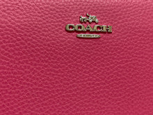 Load image into Gallery viewer, Coach Magenta Pinkish Pebbled Leather Accordion Zip Around Wallet F16612
