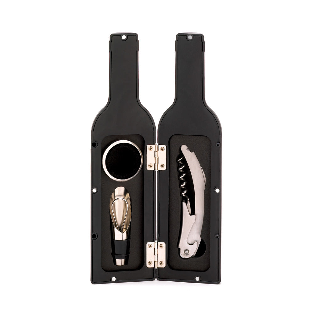 Deluxe Wine Bottle Accessories Set 3pc set Corjscrew, Piurer, Dip collar