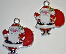 Load image into Gallery viewer, Santa Claus Christmas Holiday 2pc Enamel Charms Findings
