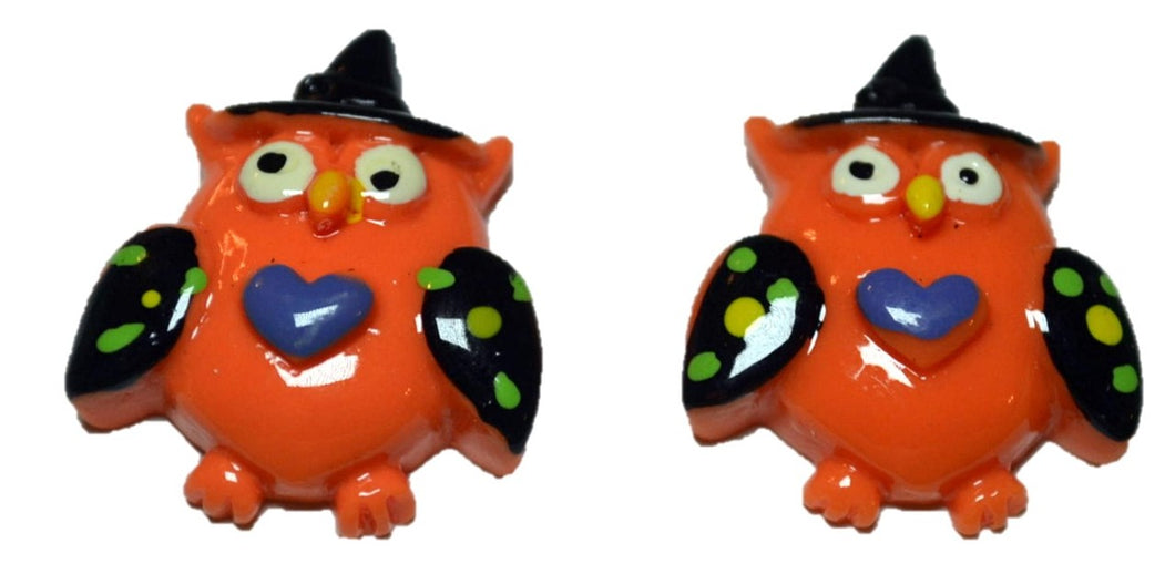 Orange Wizard Hooting Owl Cabochons (Set of 2)